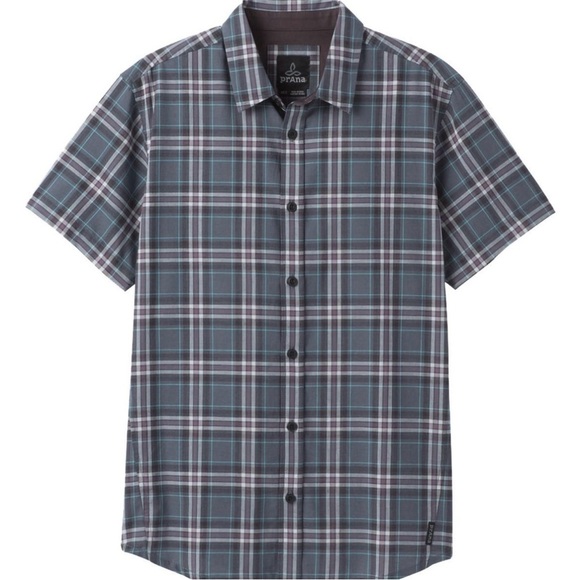 Prana Graden Plaid Short Sleeve Button Down Shirt Size XL. Style # M11181341. - Picture 1 of 6